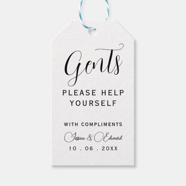 Gents Please Help Yourself Restroom Minimal Chic Gift Tags (Front)