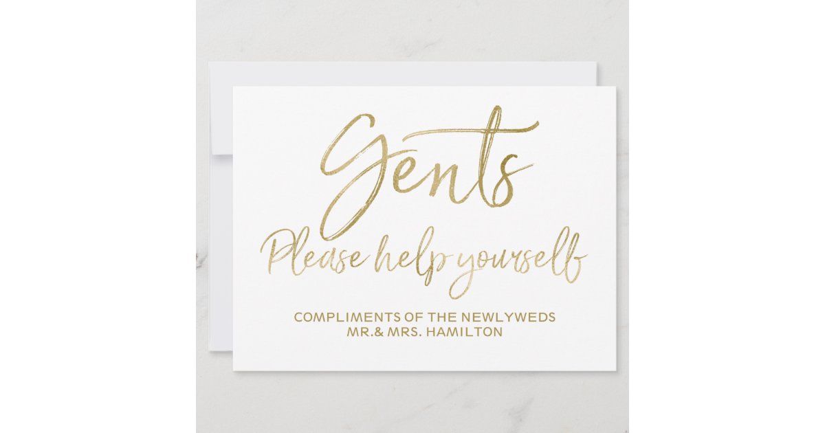 Gents Please help yourself wedding sign Invitation | Zazzle