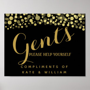 Gents restroom sign - toiletries basket GOLD sign