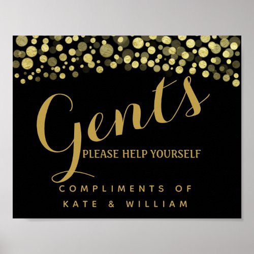 Gents restroom sign _ toiletries basket GOLD sign