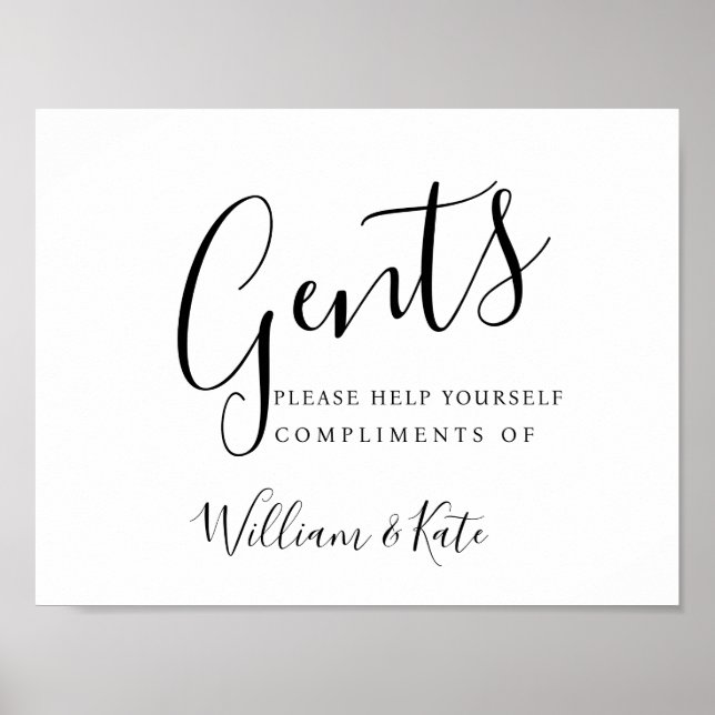 Gents restroom sign -toiletries modern (Front)