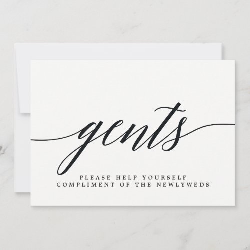 Gents Wedding Bathroom Sign _ Modern Script Announcement