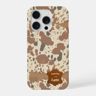 Genuine 100% Latte   Cowhide Coffee Aesthetic iPhone 15 Pro Case
