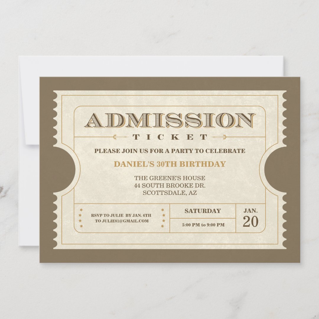 Genuine Admission Ticket Invitations | Zazzle