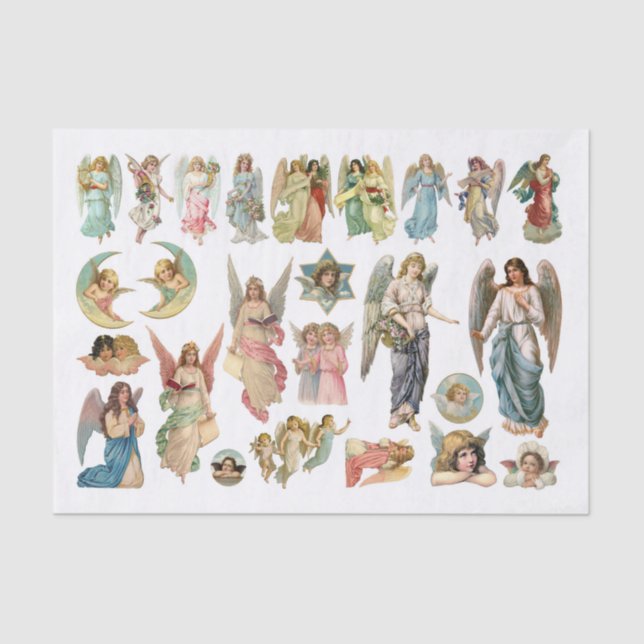 Genuine (AI) Vintage Christmas Angels Tissue Paper (Front)