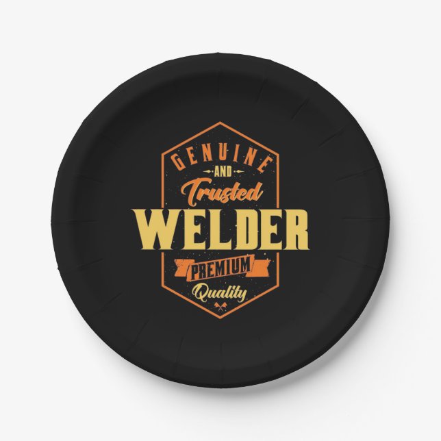 Genuine And Trusted Welder Paper Plates (Front)
