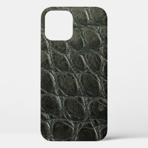 Genuine black alligator leather texture, close up iPhone 12 case