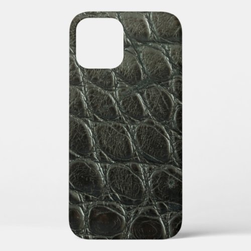 Genuine black alligator leather texture close up  iPhone 12 case