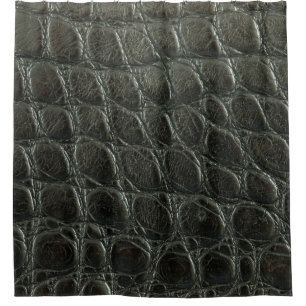 Genuine black alligator leather texture, close up shower curtain