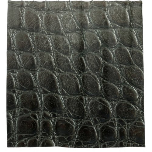 Genuine black alligator leather texture close up  shower curtain