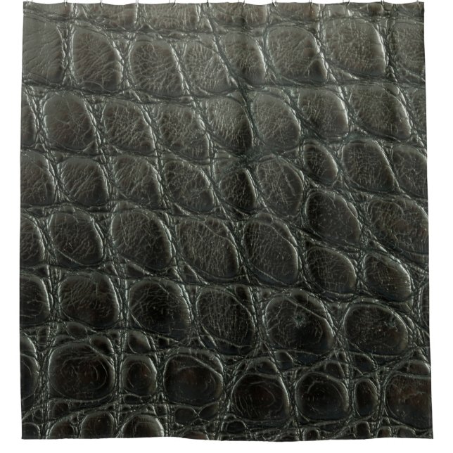 Genuine black alligator leather texture, close up  shower curtain (Front)