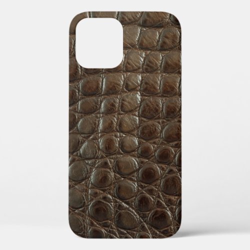 Genuine brown alligator leather close up to show  iPhone 12 case