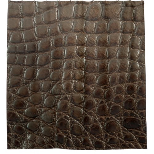 Genuine brown alligator leather close up to show  shower curtain