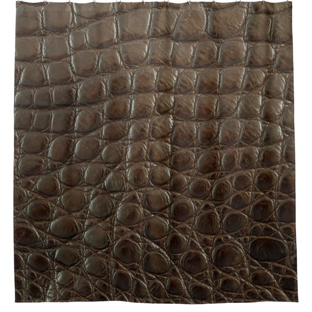 Genuine brown alligator leather, close up to show  shower curtain (Front)