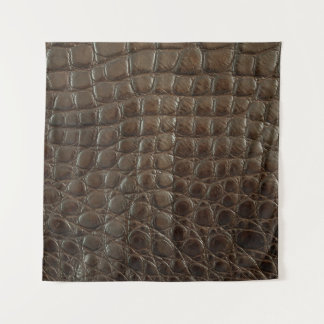 Genuine brown alligator leather, close up to show tapestry