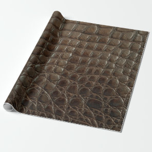 Genuine brown alligator leather, close up to show  wrapping paper