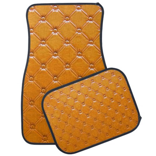 Genuine brown leather upholstery car floor mat