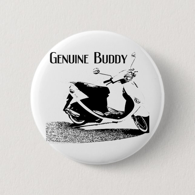Genuine Buddy Black Pinback Button (Front)
