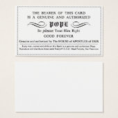 genuine certified pope card (Front & Back)