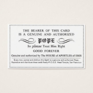genuine certified pope card