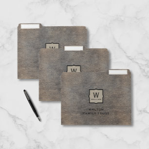Genuine Cowhide Leather Look Monogram Family Trust File Folder