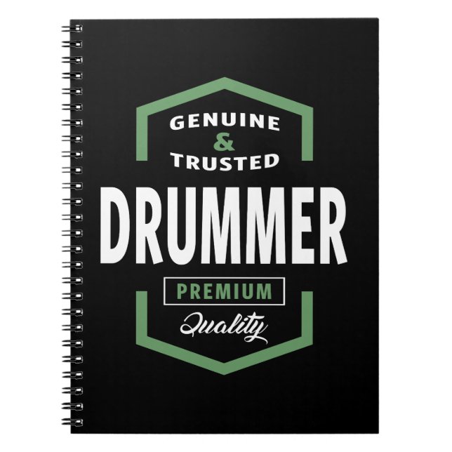 Genuine Drummer Gift Ideas Notebook (Front)