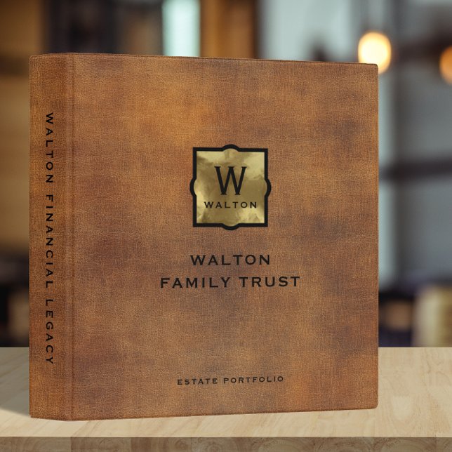 Genuine Leather Look Monogram Family Trust 3 Ring Binder (Creator Uploaded)
