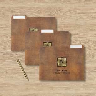 Genuine Leather Look Monogram Family Trust File Folder