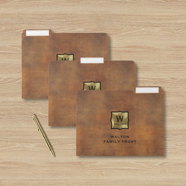 Genuine Leather Look Monogram Family Trust File Folder (Creator Uploaded)