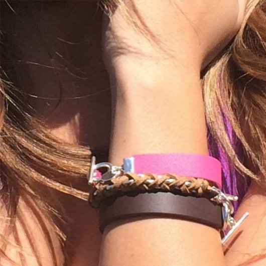 Genuine Leather "LOVE" Color Band Bracelet (On Wrist)