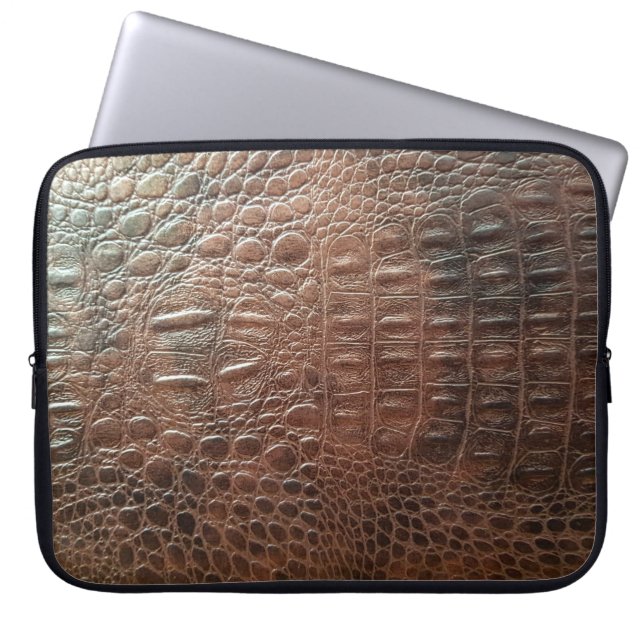 Genuine leather texture backgroundr close-up, embo laptop sleeve (Front)