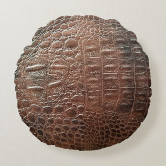 Genuine leather texture backgroundr close-up, embo round pillow