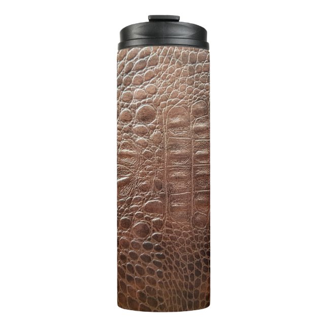 Genuine leather texture backgroundr close-up, embo thermal tumbler (Front)