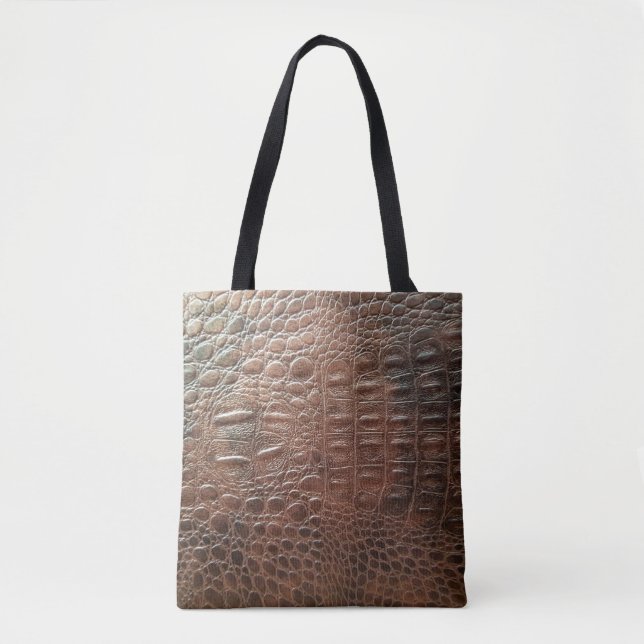 Genuine leather texture backgroundr close-up, embo tote bag (Front)