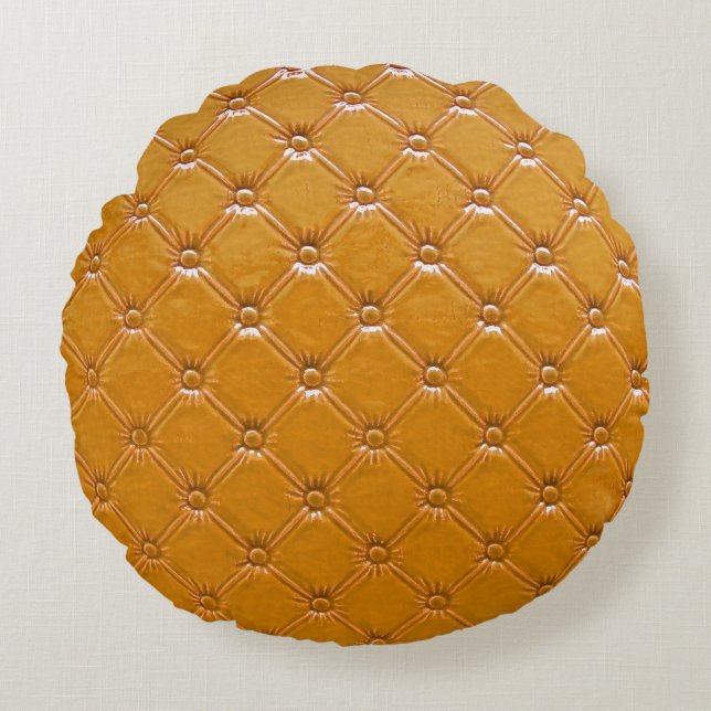 Genuine leather upholstery: decorative motif. round pillow (Front)