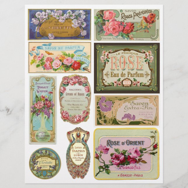 Genuine (not AI) Pretty Vintage Perfume Labels (Front)