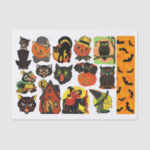 Genuine (not AI) Vintage Halloween Fussy Cuts Tissue Paper