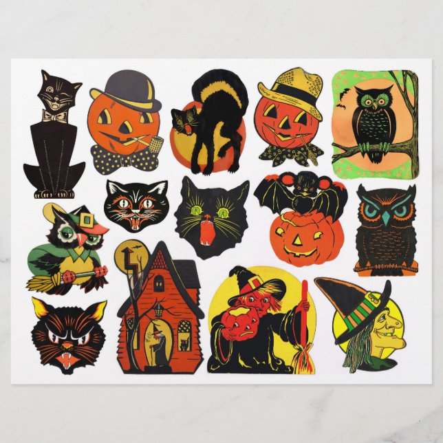 Genuine (not AI) Vintage Halloween Illustrations (Front)
