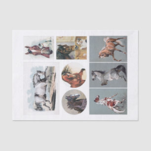Genuine (not AI) Vintage Horse Ephemera Fussy Cuts Tissue Paper