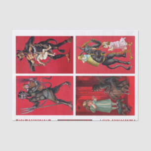 Genuine (not AI) Vintage Victorian Krampus Art Tissue Paper