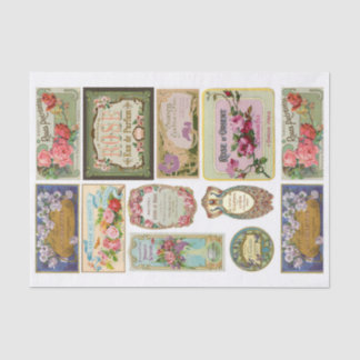 Genuine (not AI) Vintage Victorian Perfume Labels Tissue Paper