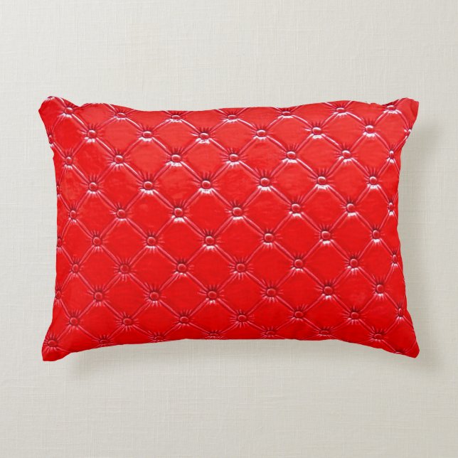Genuine red leather upholstery. accent pillow (Front)