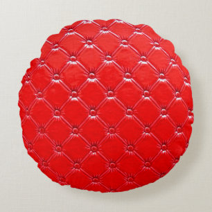 Genuine red leather upholstery. round pillow