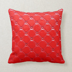 Genuine red leather upholstery. throw pillow