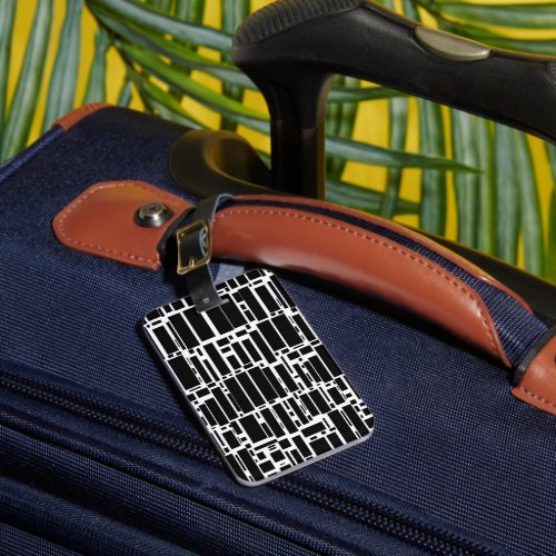 Geo 10 black and white geometric pattern luggage tag