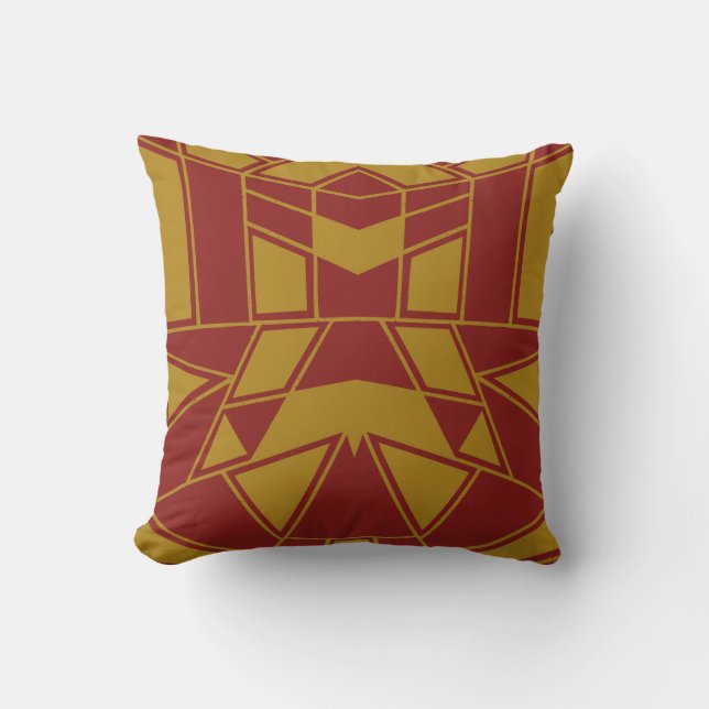 Geo #545 Gold & Red Throw Pillow (Front)