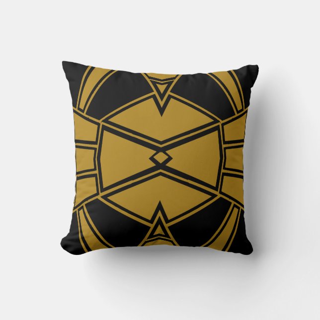 Geo #715 Gold Throw Pillow (Front)