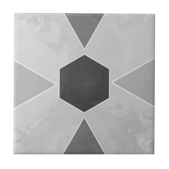 Geo Abstract Pastel Marble Gray Ceramic Tile (Front)