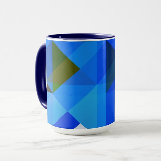 Geo Art Blue Color Block Mug (Front Left)