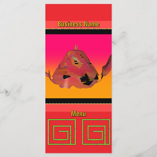 Geo Bamboo Maze Teapot Red Caterer's  Menu (Back)